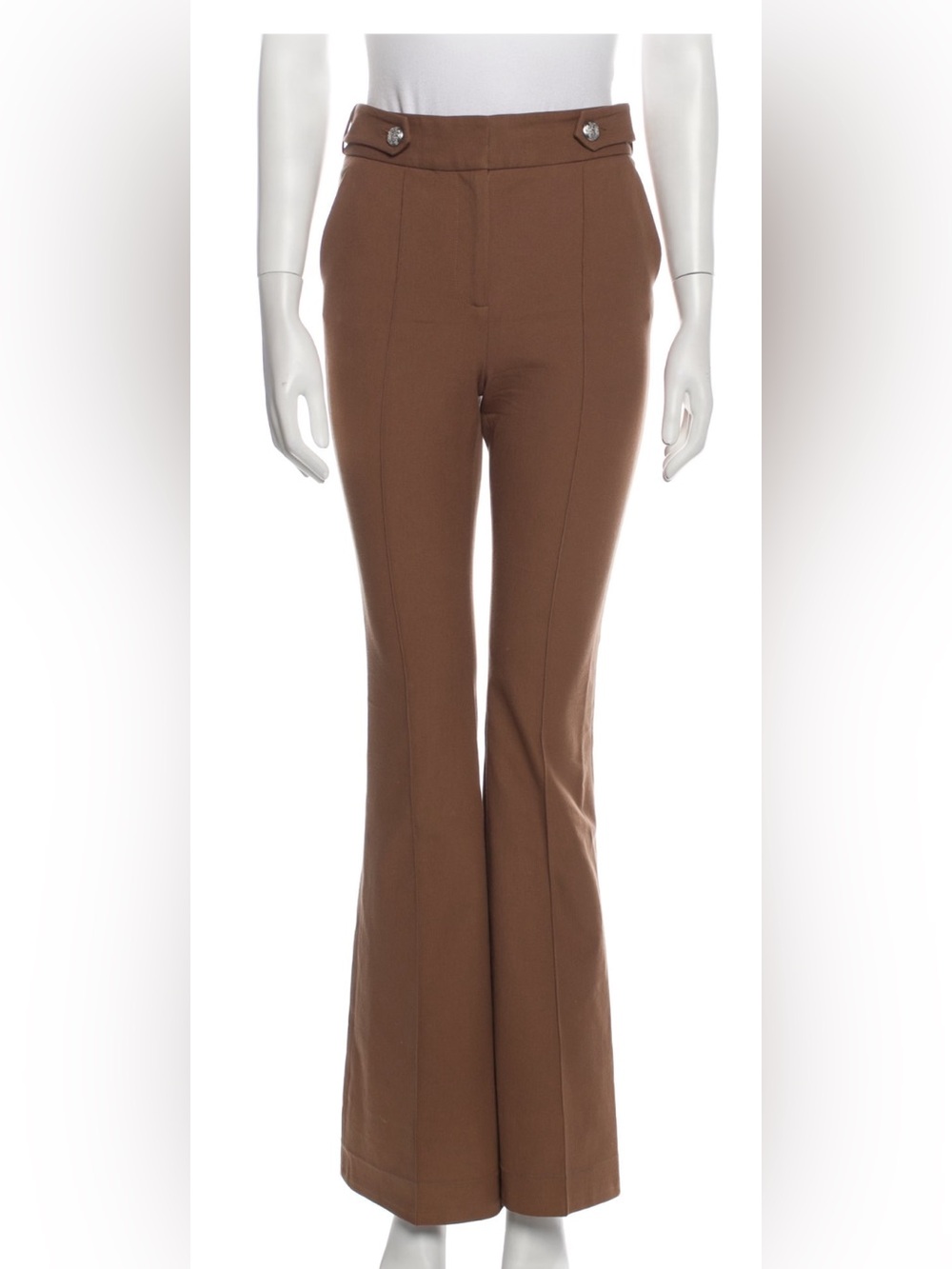 Veronica Beard Brown Flare Ponte Pants with Button Waist Tabs